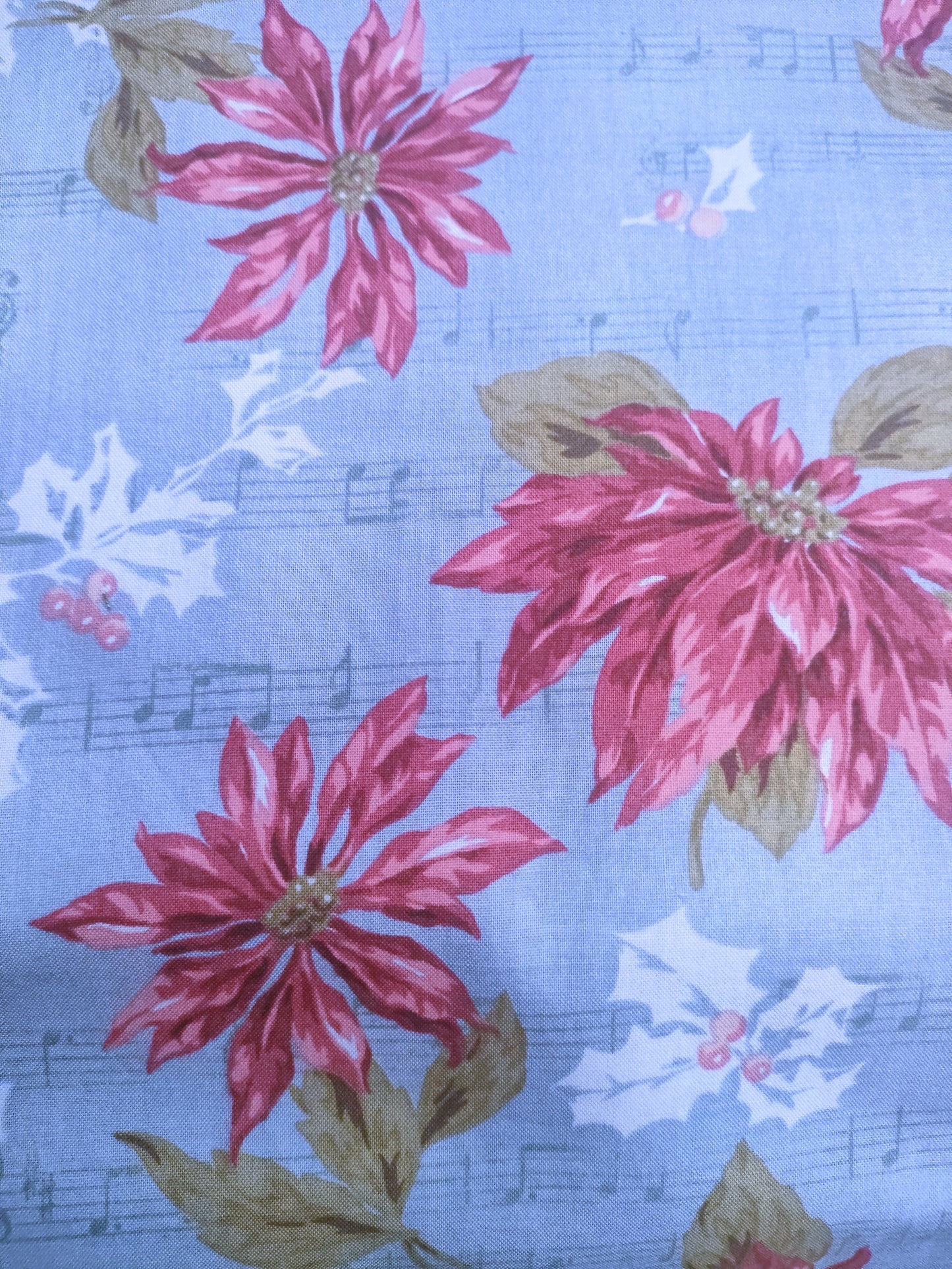 Flor de pascua y notas de música.