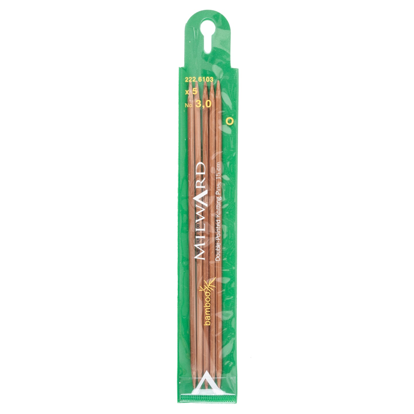 Aguja para calcetines de bambu de 15 cm 3mm .