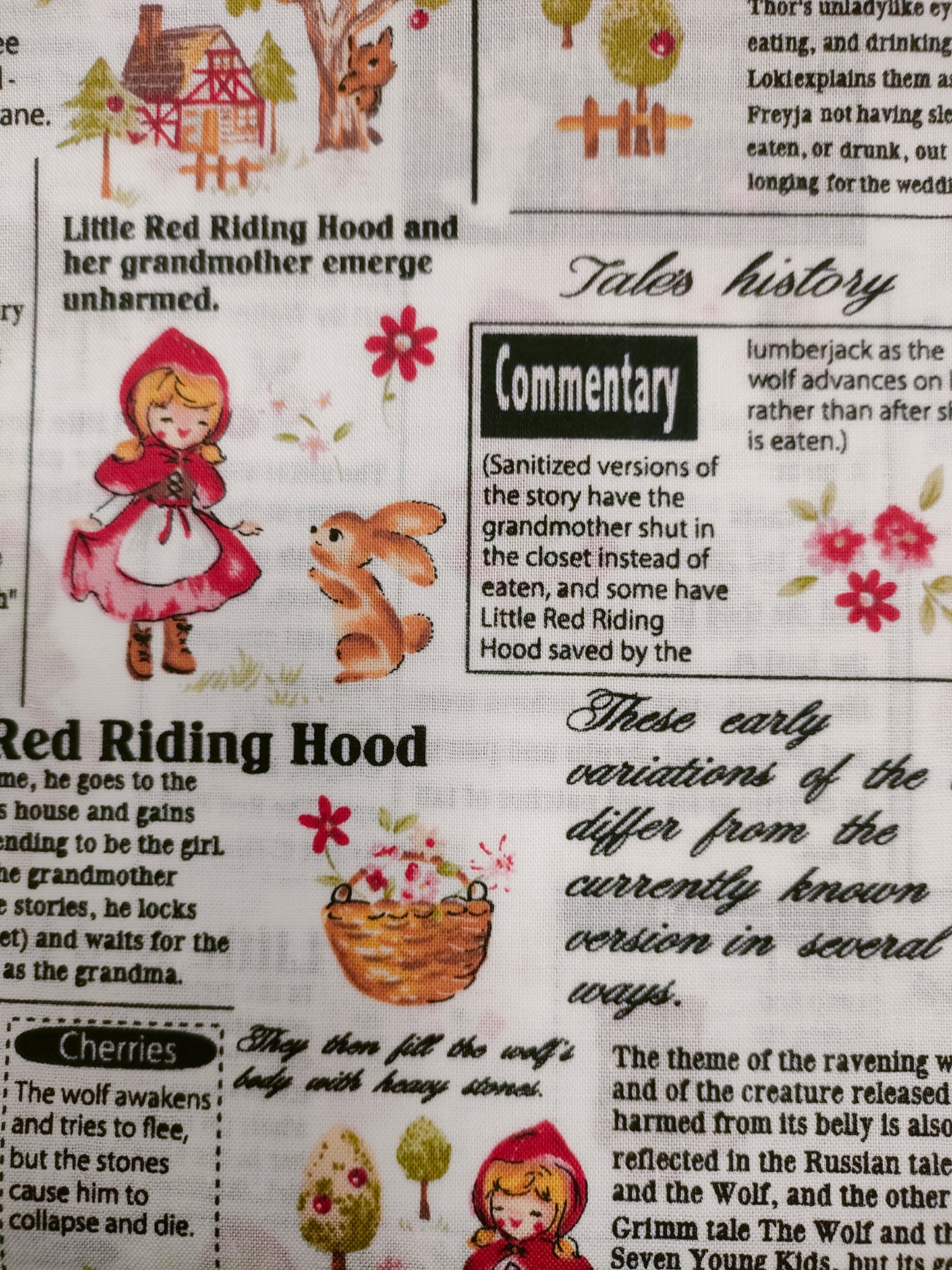 Caperucita roja periódico fondo blanco.