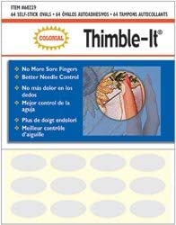 60229 thimble -it 64 ovalos autoadhesivos. Más control de la aguja , y nada de dolor en los dedos .