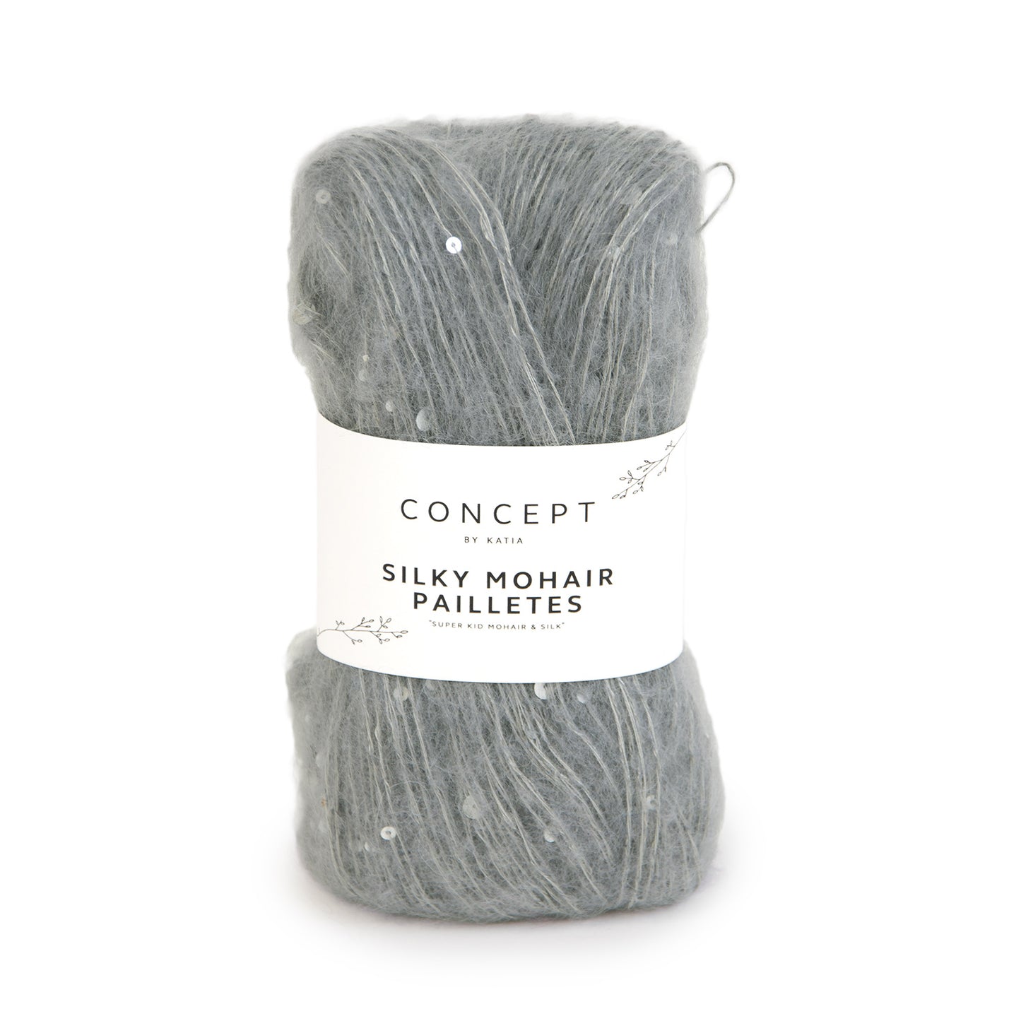 Silky mohair Pailletes  201 gris .