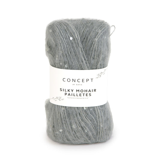 Silky mohair Pailletes 201 gris .