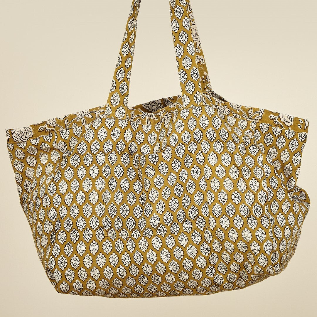 Bolsa  reversible  mostaza 47 x 21 .