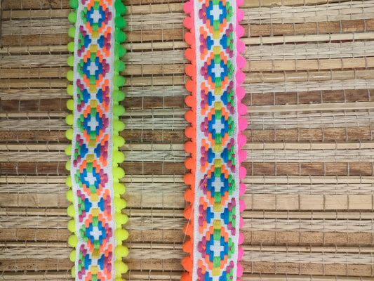 Cinta decorativa Boho fluor.