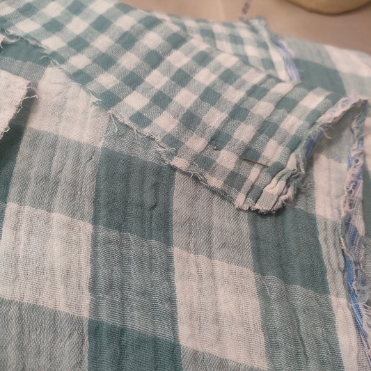 Muselina cuadros reversible Mint.