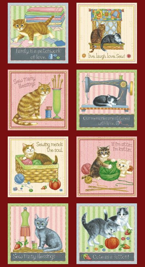 Panel de costura con gatos.