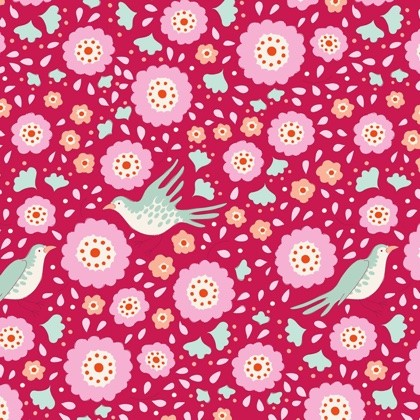 100106  Tilda Lovebirds Raspberry