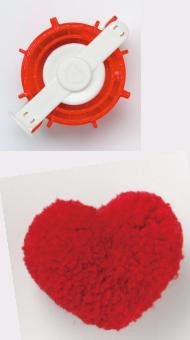 Fabricadora de pompones con forma de corazon