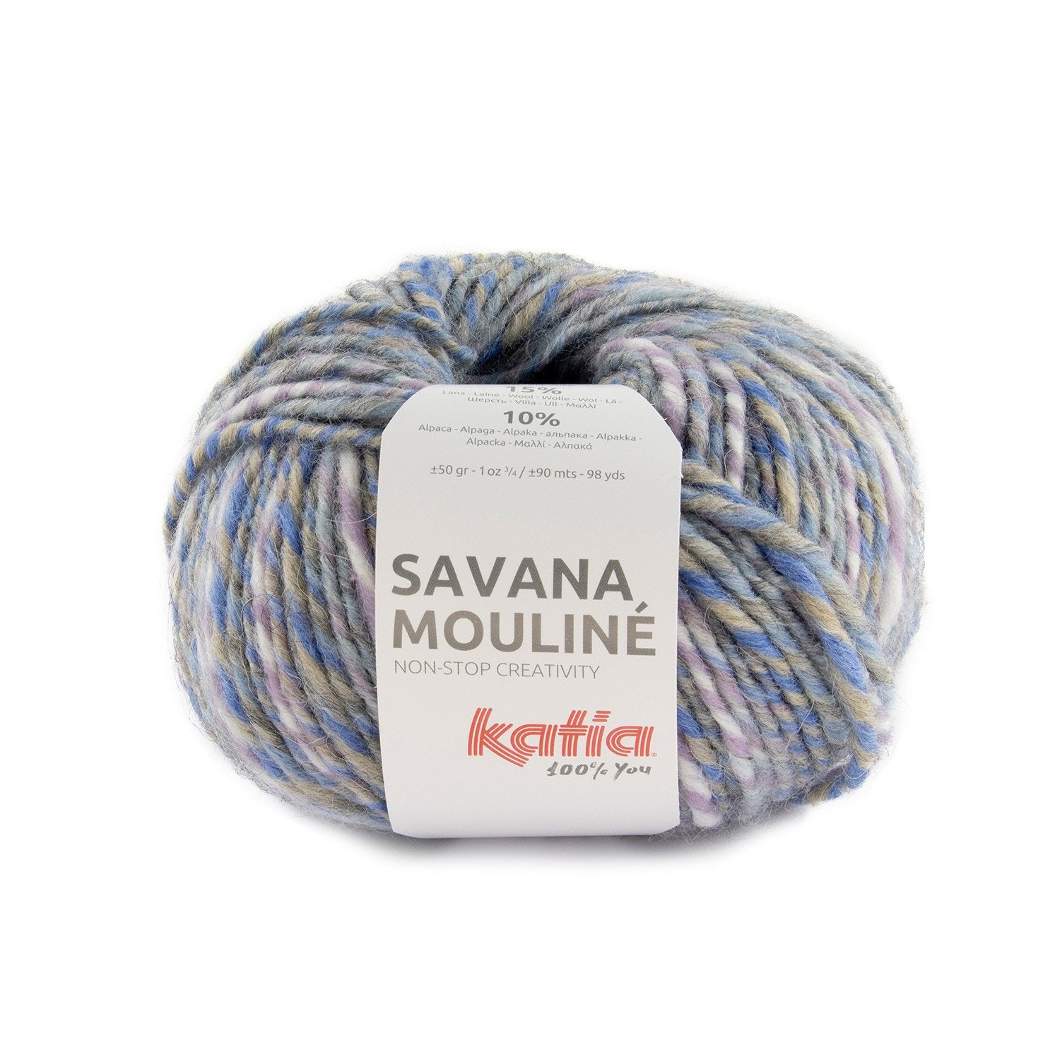 Divertida lana tipo mecha con estampado de ciclo corto. Teje coloridos jerséis, combinables cárdigans o los accesorios más molones del invierno. Aprovecha el poco peso de Savana Mouliné, una lana suave y mullida. Puedes combinar perfectamente los tonos de Savana Mouliné con los degradados de Savana Degradé para lograr efectos de color aún más.